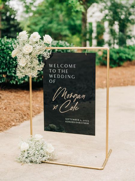 Our wedding sign & stand✨🖤 I spray painted the copper stand with metallic gold spray paint!! #wedding #weddingsign #blacktiewedding #weddingguest

#LTKwedding #LTKSeasonal
