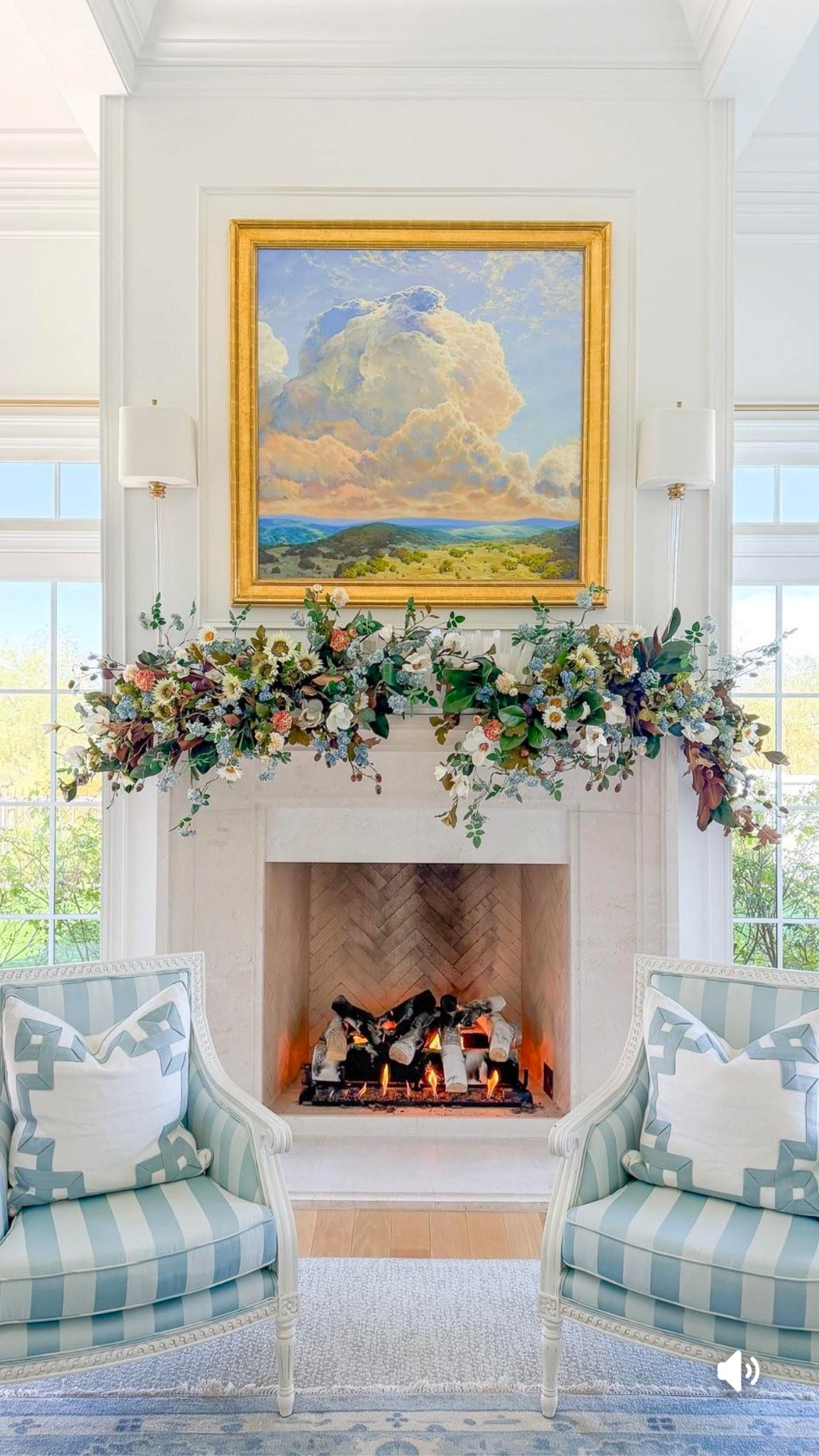 Step by step how I put together my fall mantel!

Hydrangea - 6 (use the wild plum berry branches)
Magnolia branches - 8
Fig - 8
Magnolia Flowers - 10
Sunflower Bunches - 4
Smaller Sunflower - I bunch cut into single stems
Acorns - 8
Dahlias - 5 of each color
Blue floral stems - 6 (tucked these in very last)

#LTKSeasonal #LTKHome