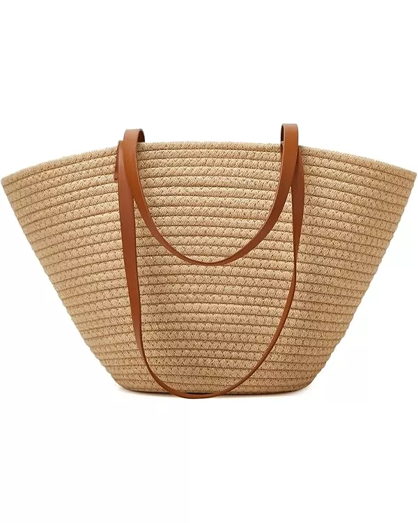 Bohemian 2023 New Cotton Rope Large Capacity Woven Straw Bag