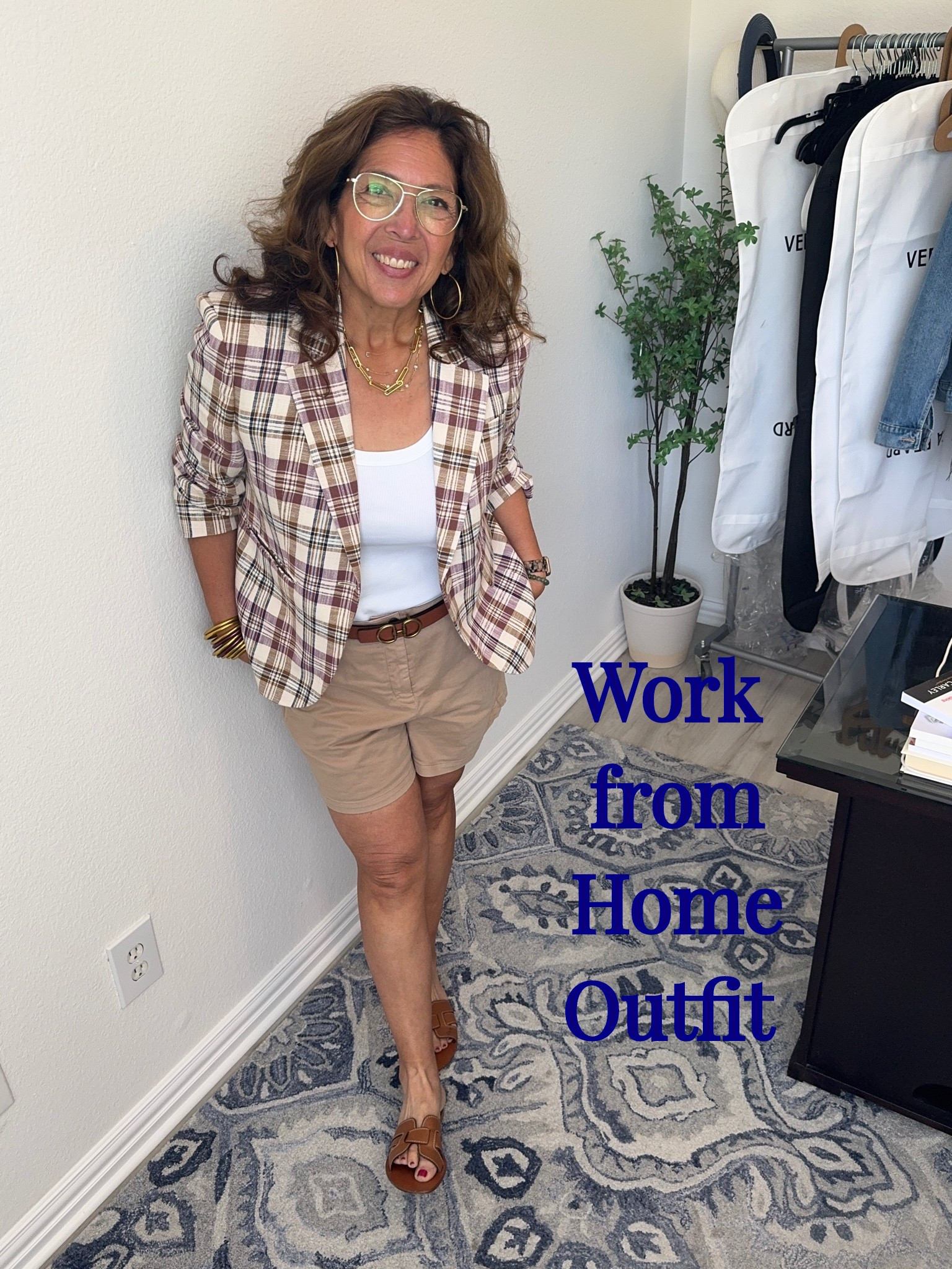 This is my work from home outfit for today. I want to be comfortable, feel connected, and look pulled together. 
Easy cotton shorts, a white tank, and a blazer.

#LTKootd #LTKgrwm #LTKWorkwear