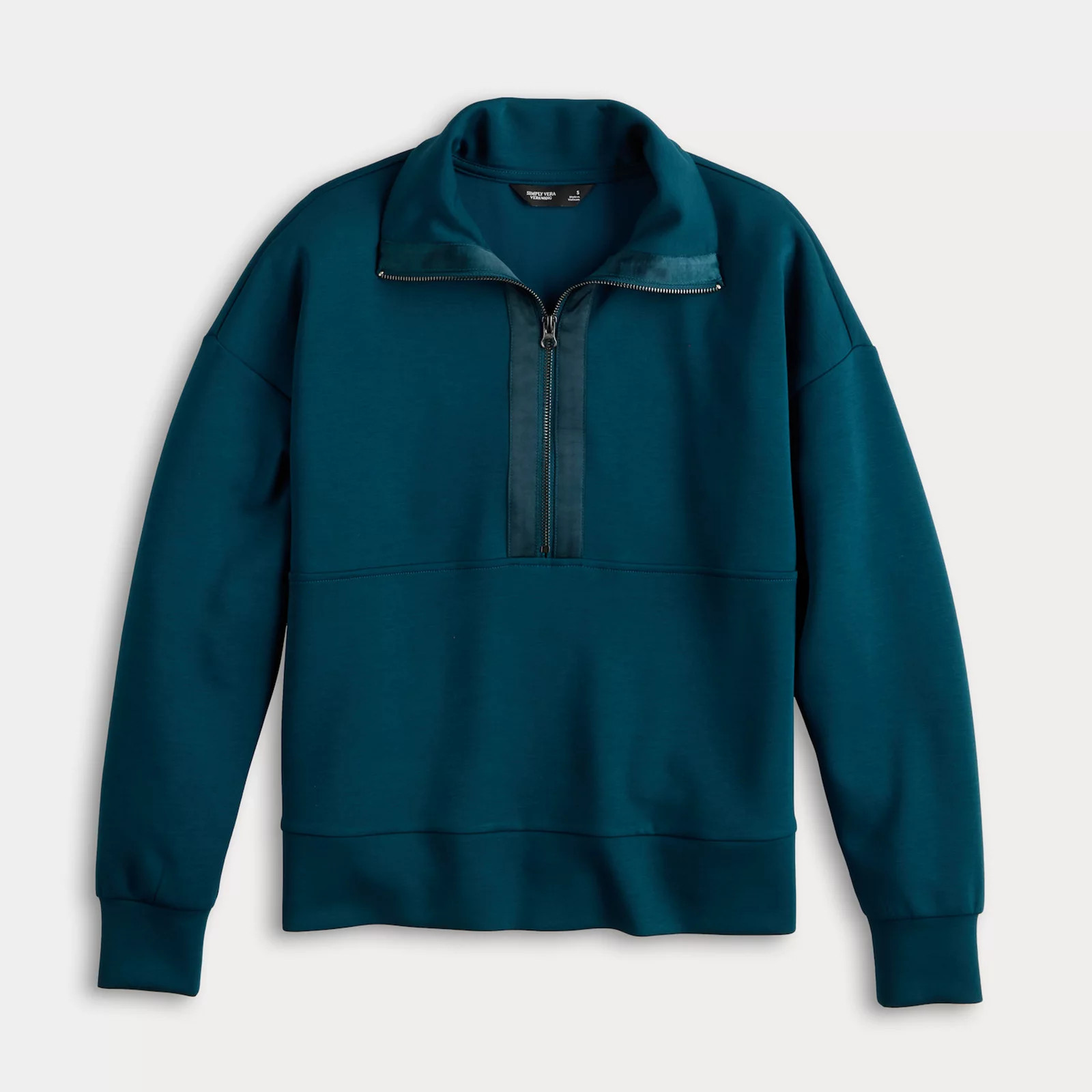 Women's Simply Vera Vera Wang Satin Trim Scuba Half-Zip | Kohl's