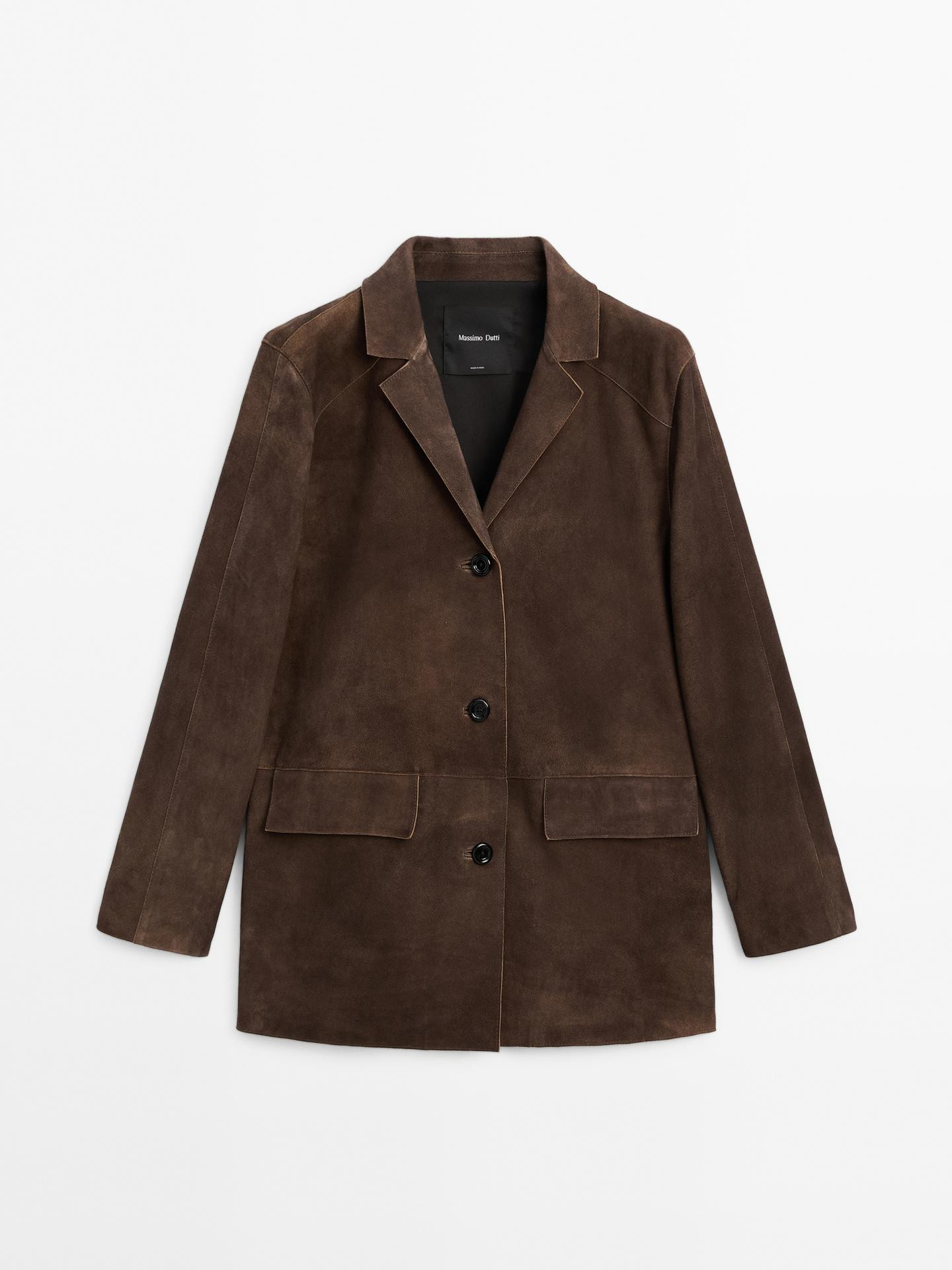 Suede leather blazer with pockets | Massimo Dutti UK