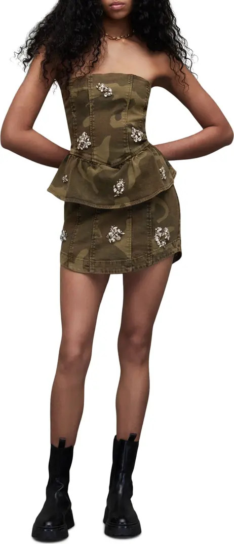 AllSaints Andy Embellished Camouflage Denim Dress | Nordstrom | Nordstrom