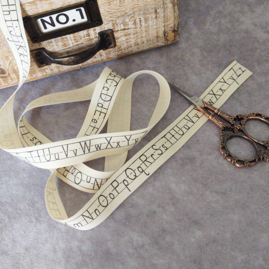 3/4 Inch Alphabet Print Ribbon Ivory Twill Printed Ribbon With Woven Edge Back to School BY THE Y... | Etsy (US)