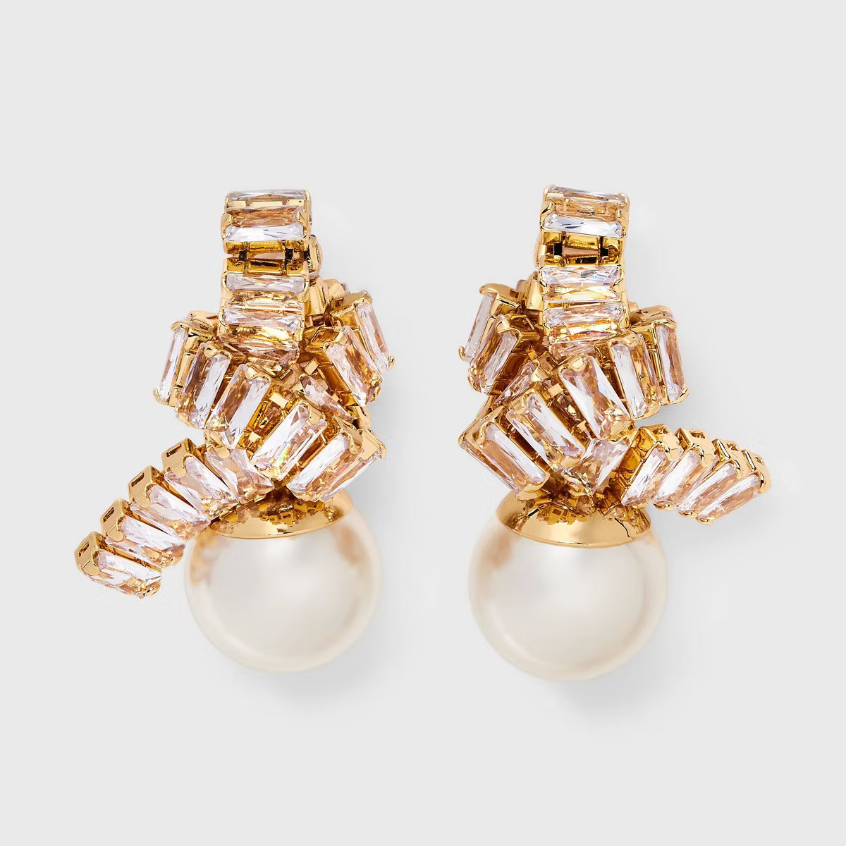 Pearl and Crystal Knot Earrings - A New Day™ Gold/Pearl | Target