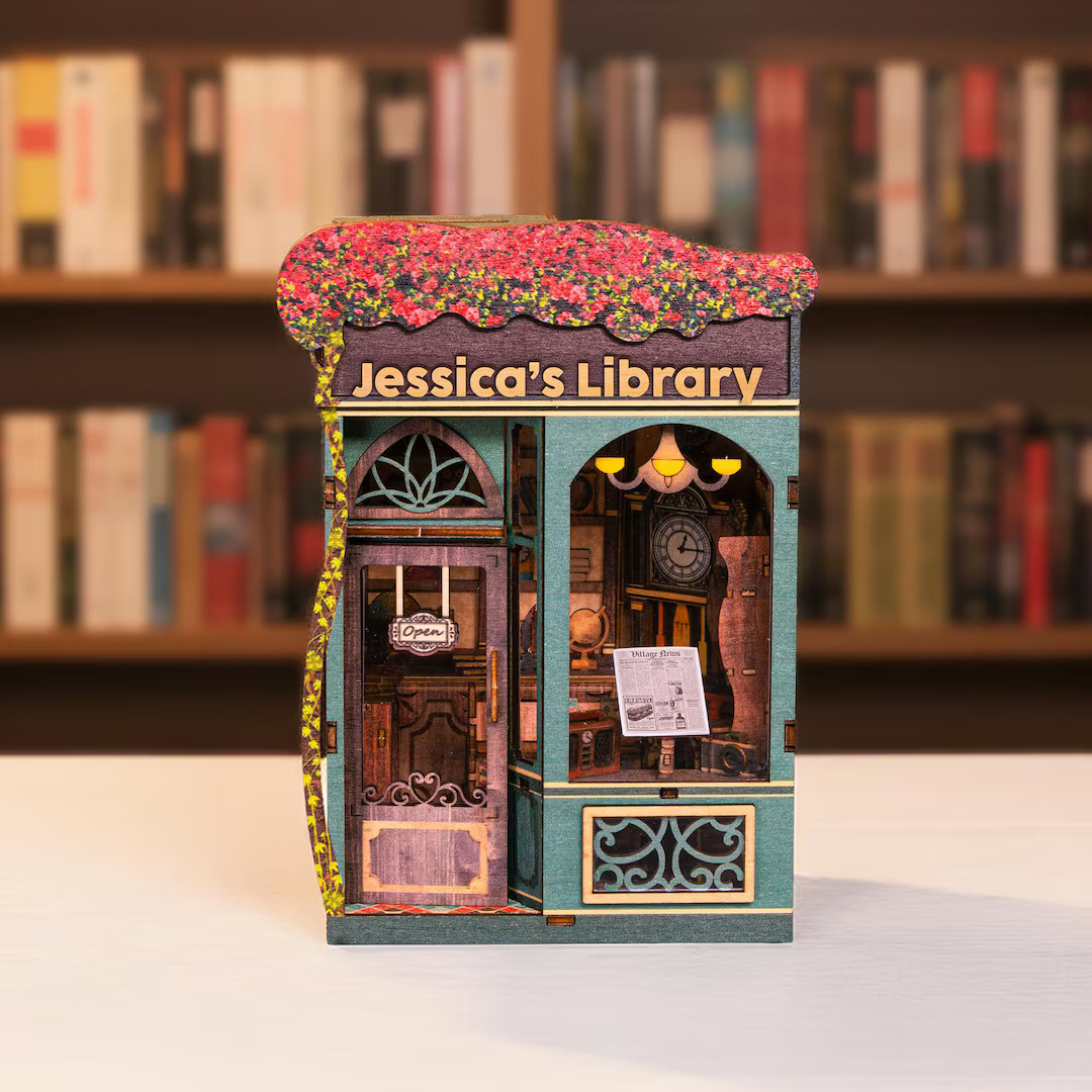 My Library & Old Bookstore, Personalized DIY Book Nook Kit, Wooden Puzzle Book Nook With LED Ligh... | Etsy (US)