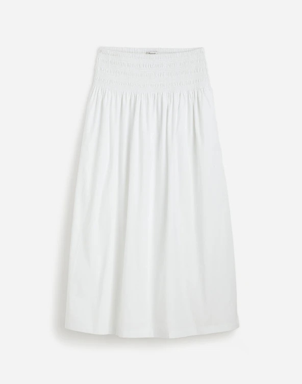 Smocked-Waist Midi Skirt in Poplin | Madewell