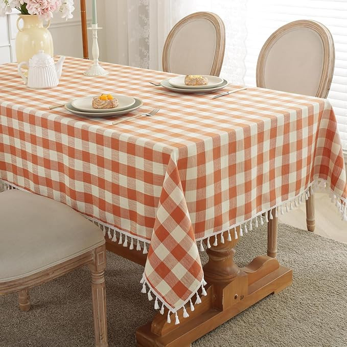 Laolitou Checkered Tablecloth Rectangle Washable Buffalo Plaid Fall Table Cloth with Tassel Cotto... | Amazon (US)