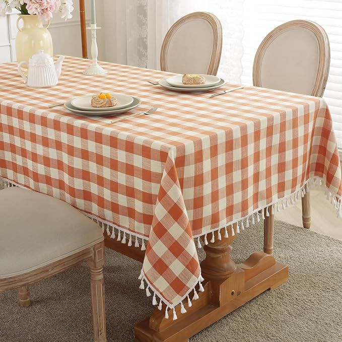 Laolitou Checkered Thanksgiving Tablecloth Rectangle Washable Buffalo Plaid Fall Table Cloth with... | Amazon (US)