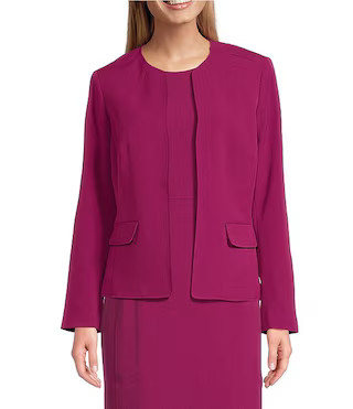 Kasper Petite Size Crepe Long Sleeve Open Front Jacket | Dillard's | Dillard's