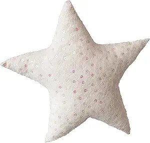 Creative Co-Op Handmade Wool Felt Star Tree Topper with Sequins, Beige | Amazon (US)