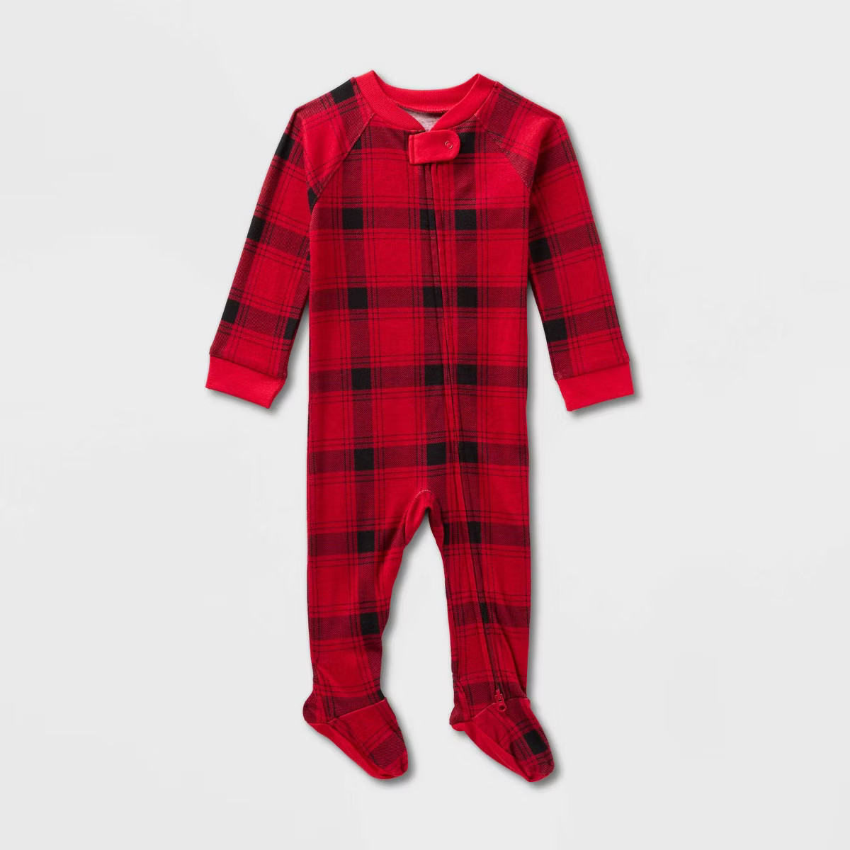 Baby Plaid Ribbed Holiday Matching Family Footed Pajama - Wondershop™ Red/Black 6-9M | Target