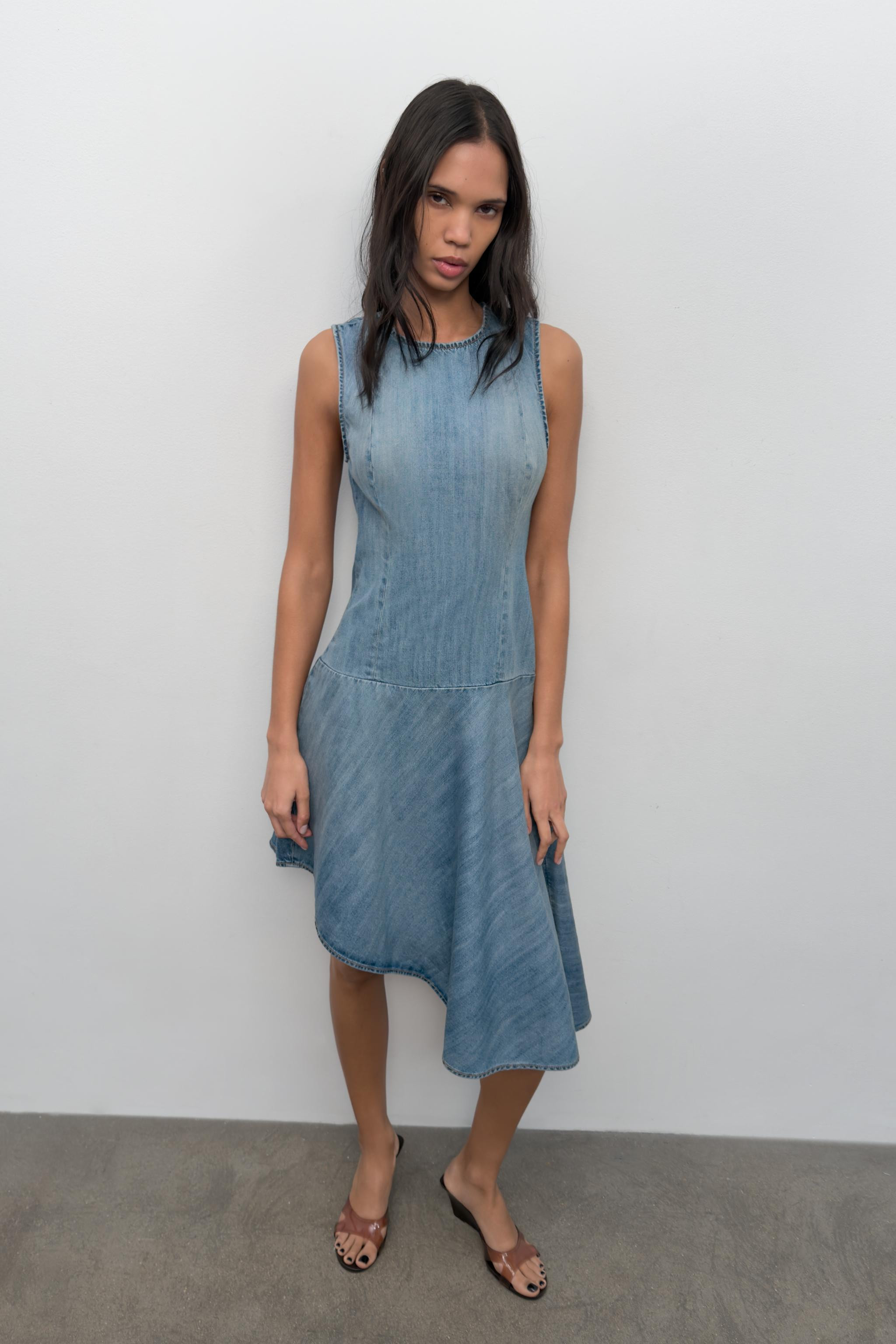 ASYMMETRIC TRF DENIM DRESS | Zara US