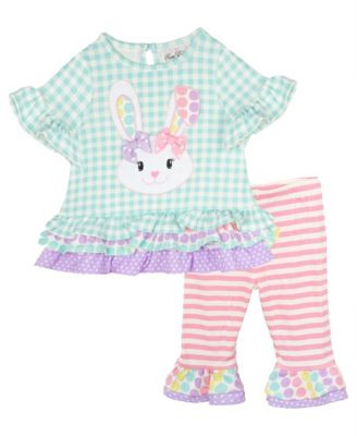 Rare Editions Baby Girls 2-Piece Seersucker Bunny Outfit - Macy's | Macy's