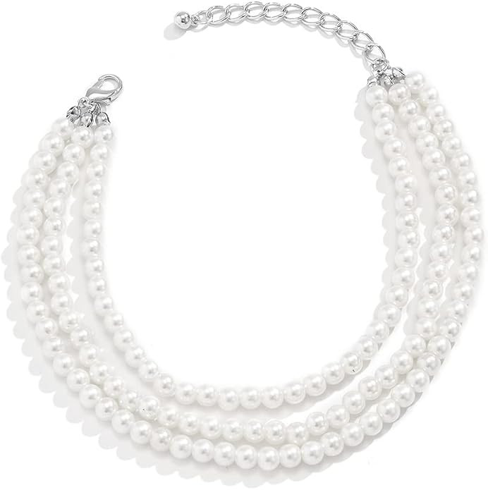 Lightweight Handmade Bohemian Imitation Pearls Adjustable Anklet Bracelet Summer Beach Elegant Da... | Amazon (US)