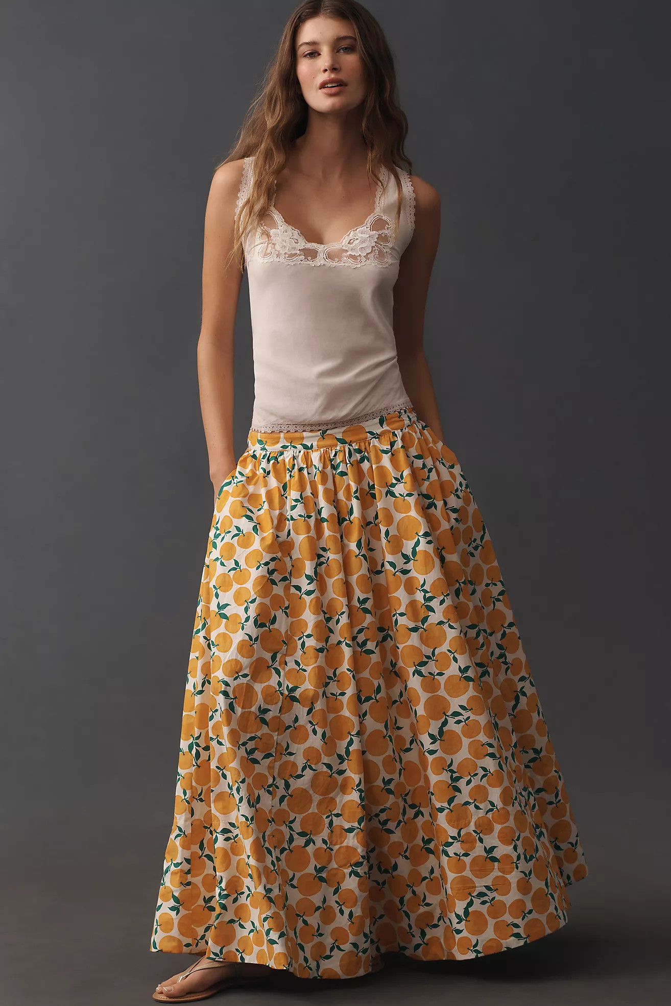 The Jacie Poplin Printed Maxi Skirt by Maeve | Anthropologie (US)