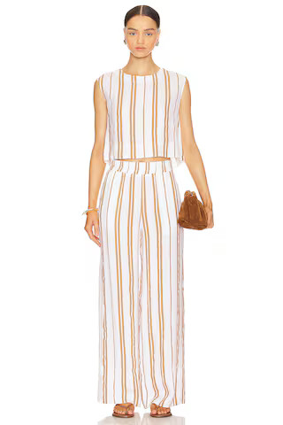 Wide Leg Pant in Redwood Stripe | White Striped Top | White Striped Pants | Striped Pant Set | Revolve Clothing (Global)
