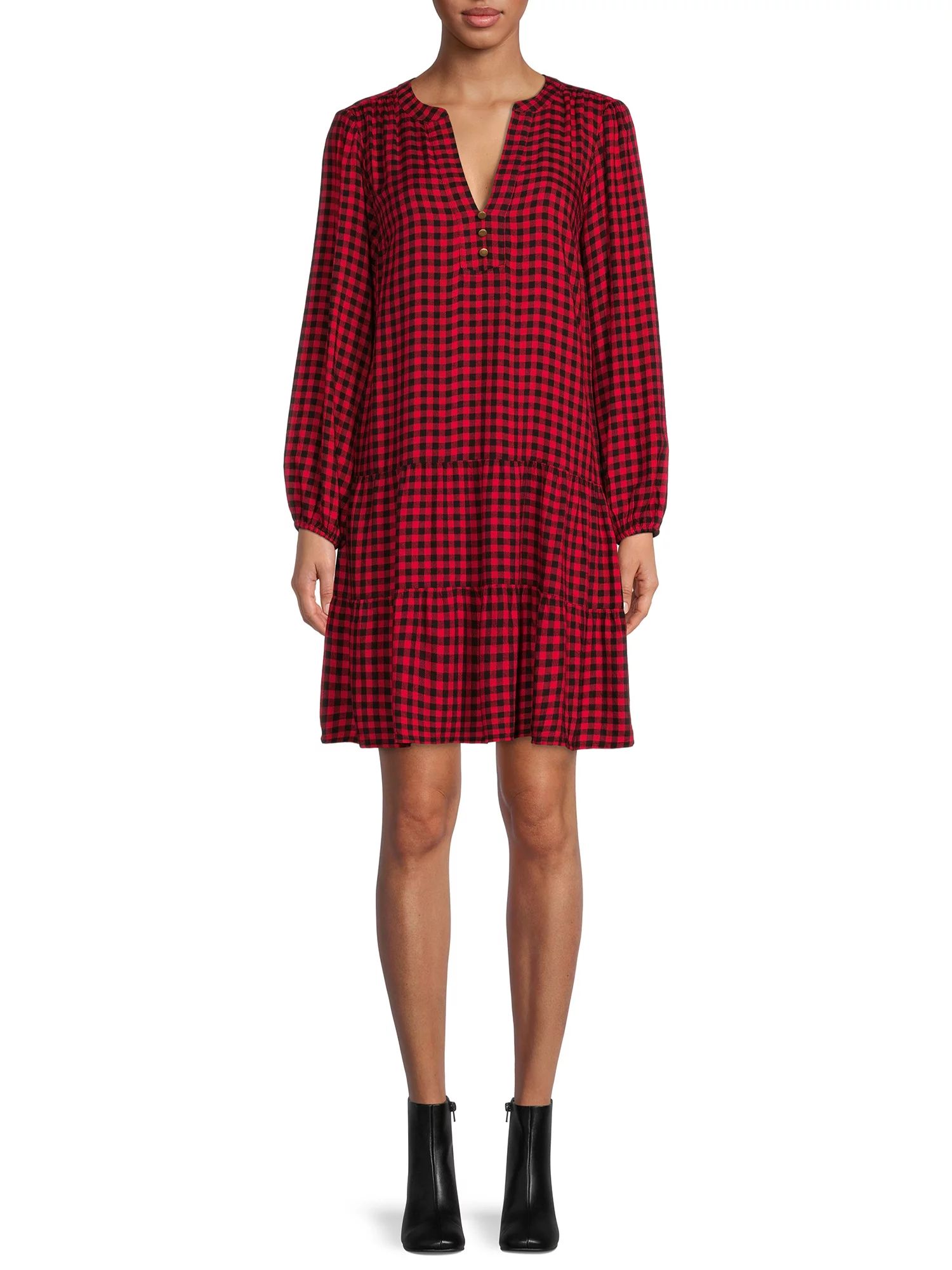 Time and Tru Women's Woven Tiered Dress - Walmart.com | Walmart (US)