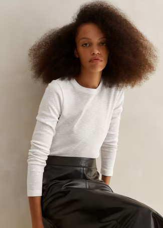 Slub Jersey Crop Crew Neck Top | ME+EM US