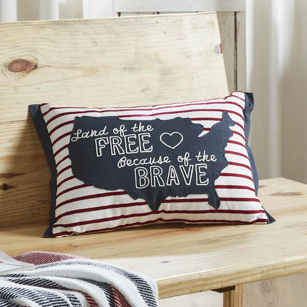 Land of The Free American Map Accent Pillow | Antique Farm House