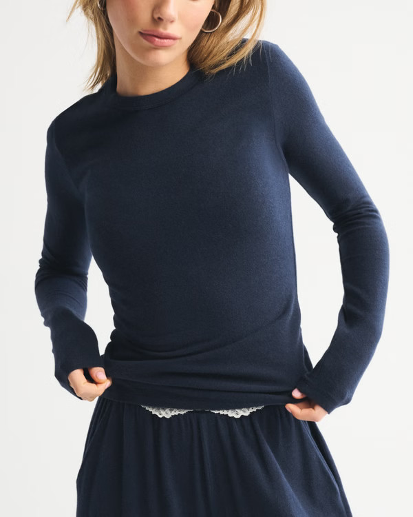Long-Sleeve Cozy Lounge Knit Tee | Abercrombie & Fitch (US)