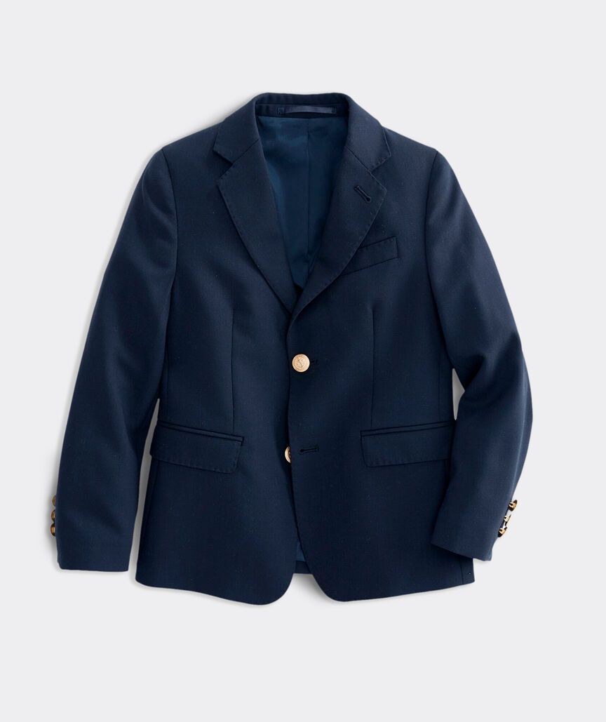 Kids' Stretch Navy Wool Blazer (8-18) | vineyard vines