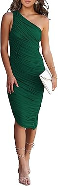 PRETTYGARDEN Women's Ruched Bodycon Dress 2023 Summer One Shoulder Sleeveless Party Cocktail Penc... | Amazon (CA)