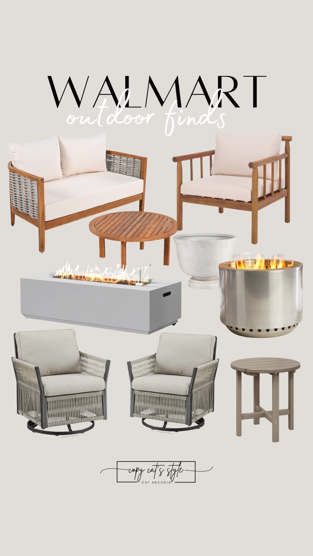 Walmart patio finds. Walmart outdoor, patio furniture, outdoor chairs, swivel outdoor chairs, outdoor firepits, patio sets

#LTKHome #LTKSeasonal