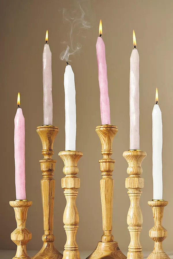 Whittled Taper Candles By Anthropologie in Pink | Anthropologie (US)