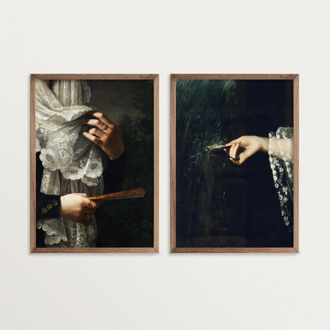 Dark Academia Decor Set of Two Prints Victorian Art Moody Portrait Painting - Etsy | Etsy (US)