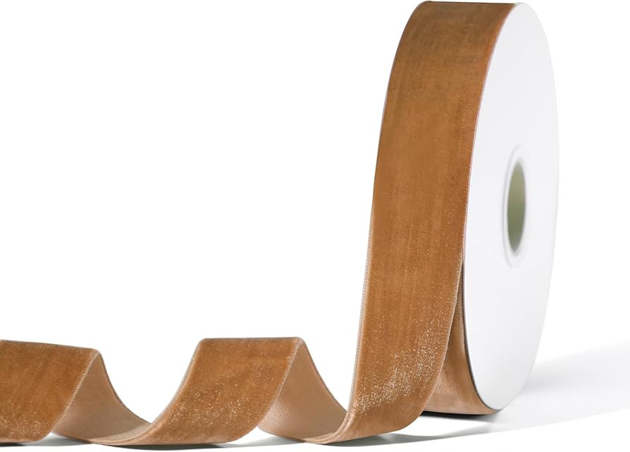 Golden Brown Velvet Ribbon for Gift Wrapping, Trimming Ribbon for Christmas DIY Craft Wedding Flo... | Amazon (US)