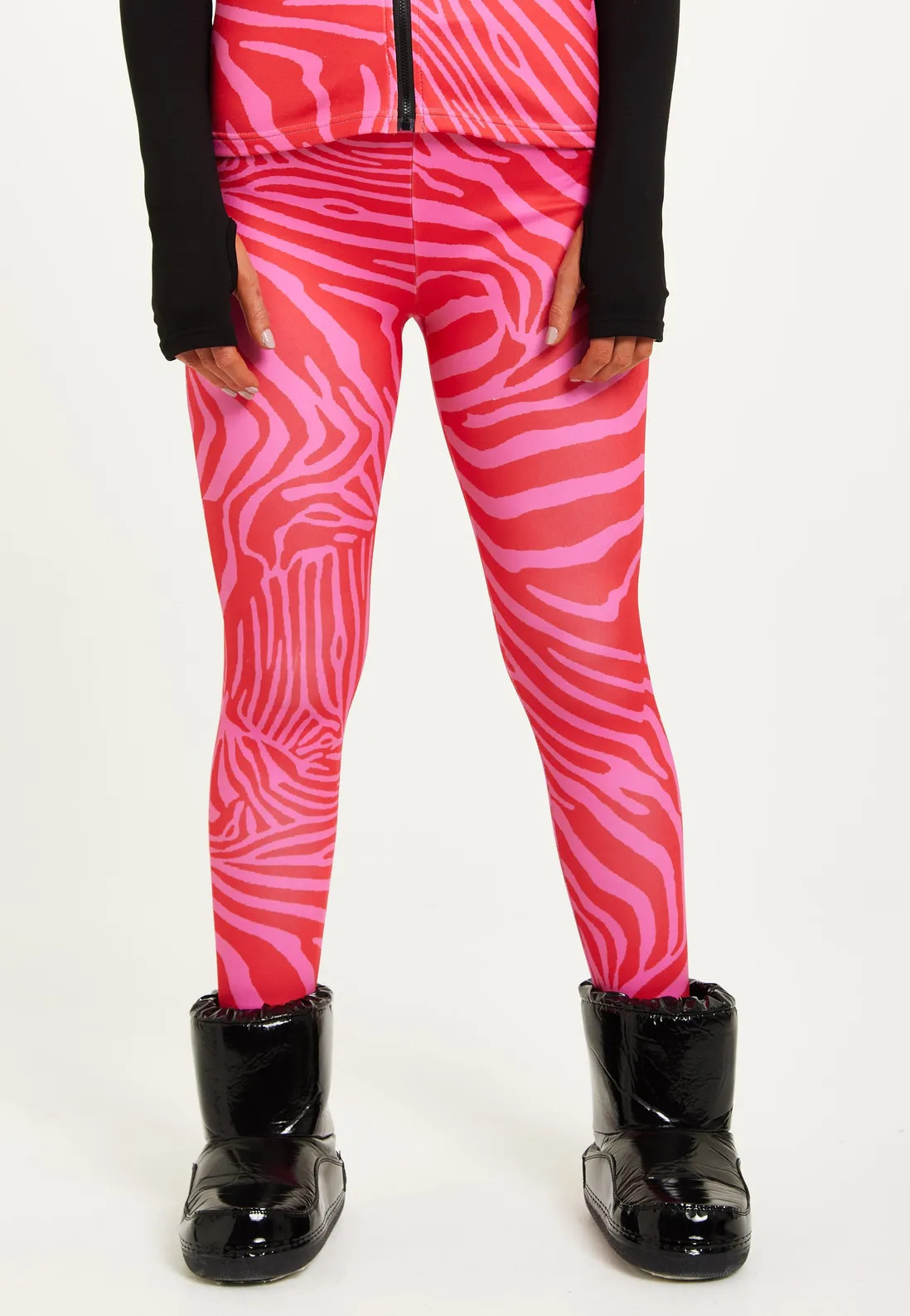 Trousers | Ski Base Layer Tights In Pink Zebra Print | Liquorish | Oasis UK & IE
