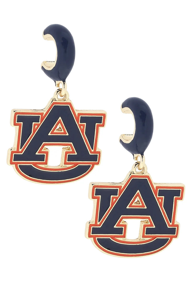 Auburn Tigers Enamel Logo Huggie Hoop Earrings | CANVAS