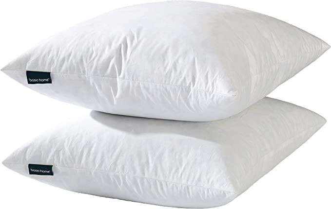 24x24 Euro Throw Pillow Inserts-Down Feather Pillow Inserts-Cotton Fabric-Set of 2-White. | Amazon (US)