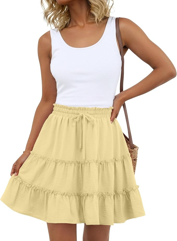 Lepunuo Boho Skirts for Women Flowy Casual Cute Skorts Built-in Shorts Floral Ruffle Tiered Skirt... | Amazon (US)