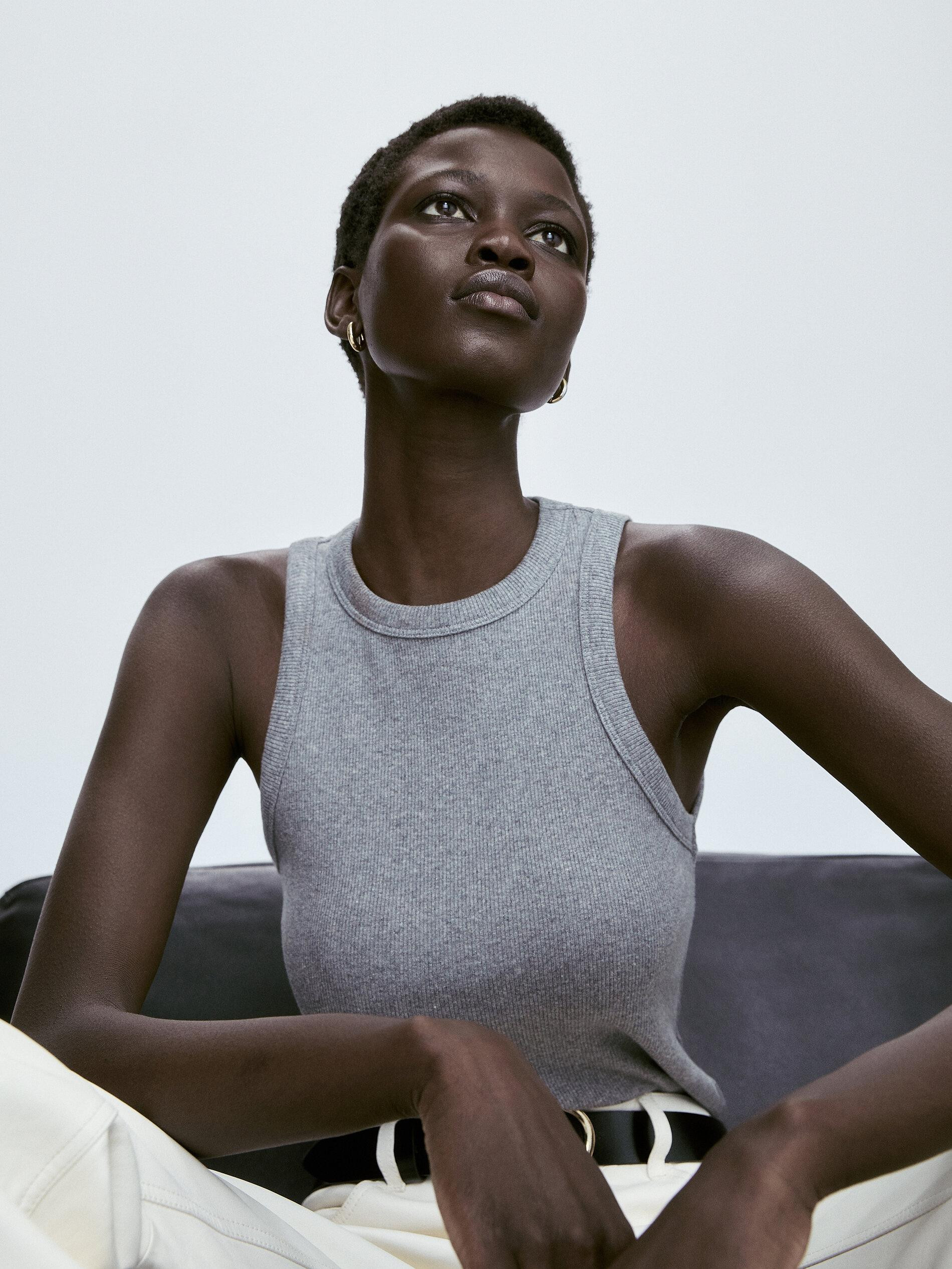 Ribbed halter top | Massimo Dutti US