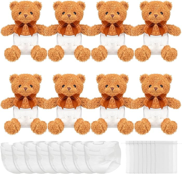 8 Sets Bear Blindfolded Diaper Changing Baby Shower Games Boys Girls Baby Dolls Diapers for Brida... | Amazon (US)