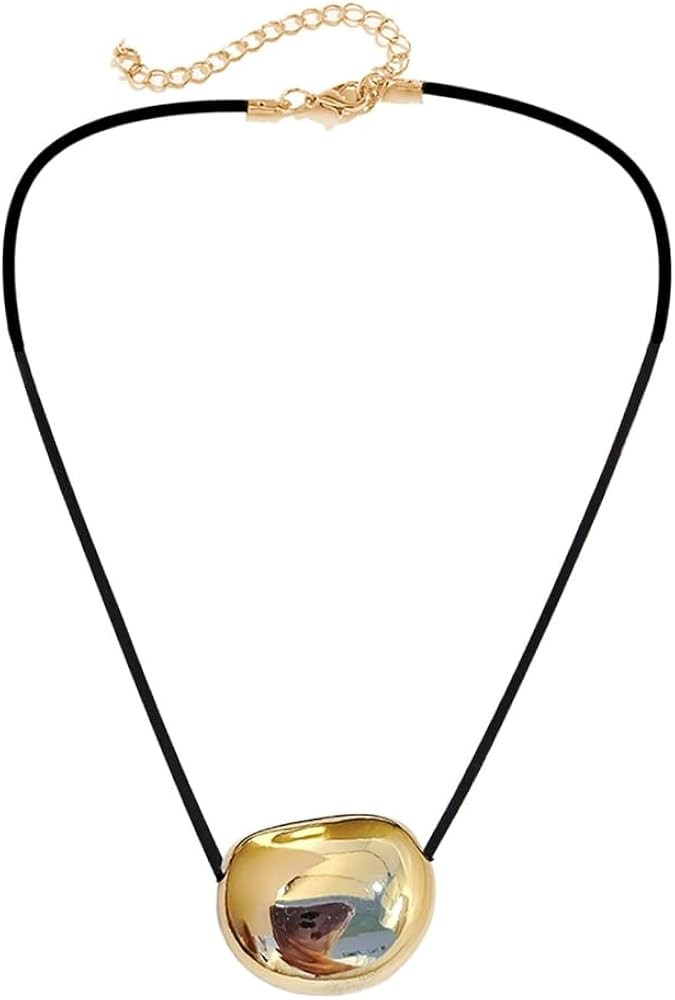 Oval Bead Clavicle Chain Fashionable Geometric Pendant Necklace | Amazon (US)
