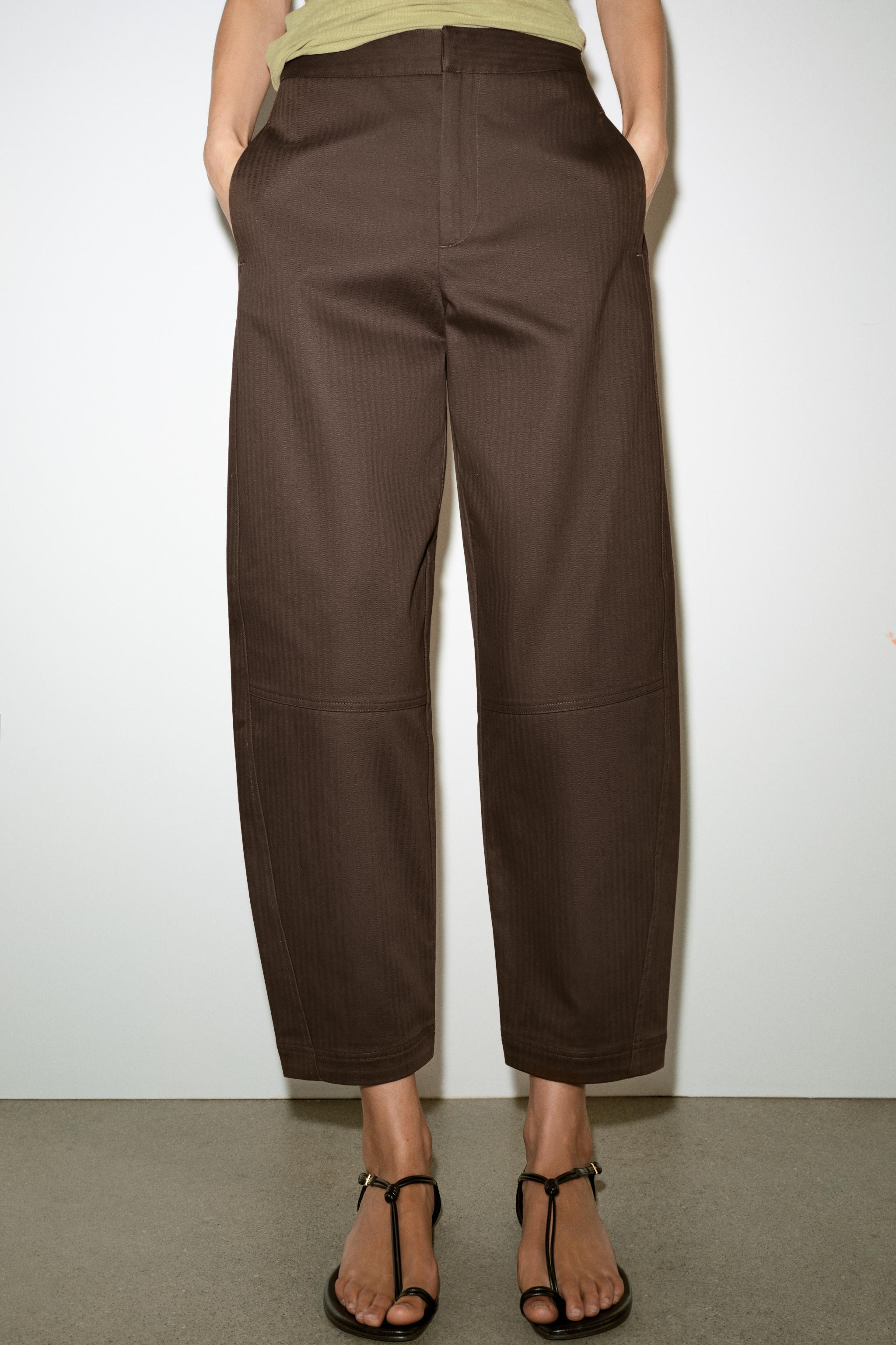 HERRINGBONE BARREL PANTS | Zara US