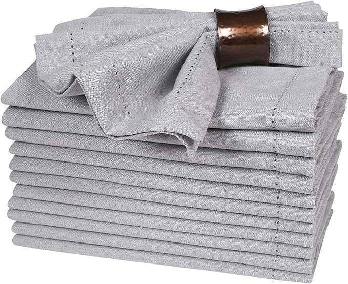 Bedding Craft Cotton Cloth Dinner Napkin 18x18 Lt Grey with Hemstitched,Wedding Napkins, Cocktail... | Amazon (US)