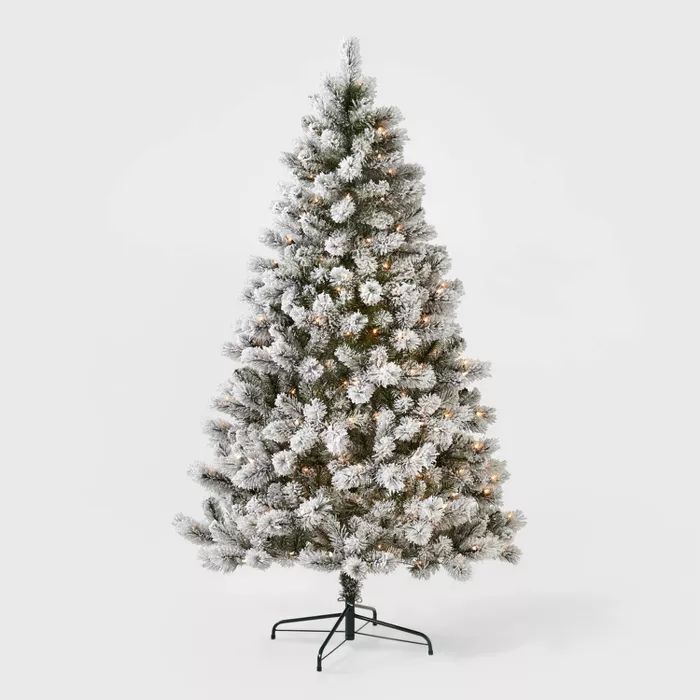 6.5ft Pre-lit Flocked Douglas Fir Artificial Christmas Tree Clear Lights - Wondershop™ | Target