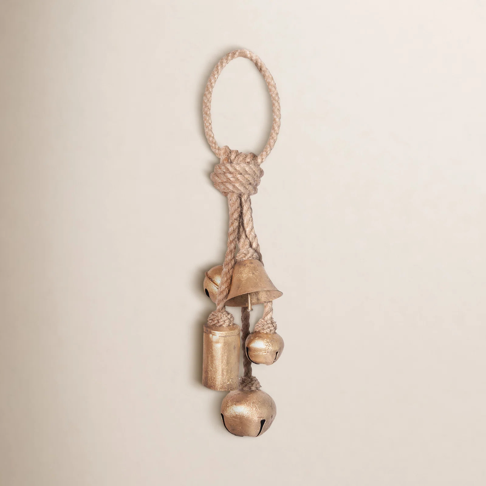Decorative Metal Bells in Various Shapes on Jute Rope Hanger | Joss & Main