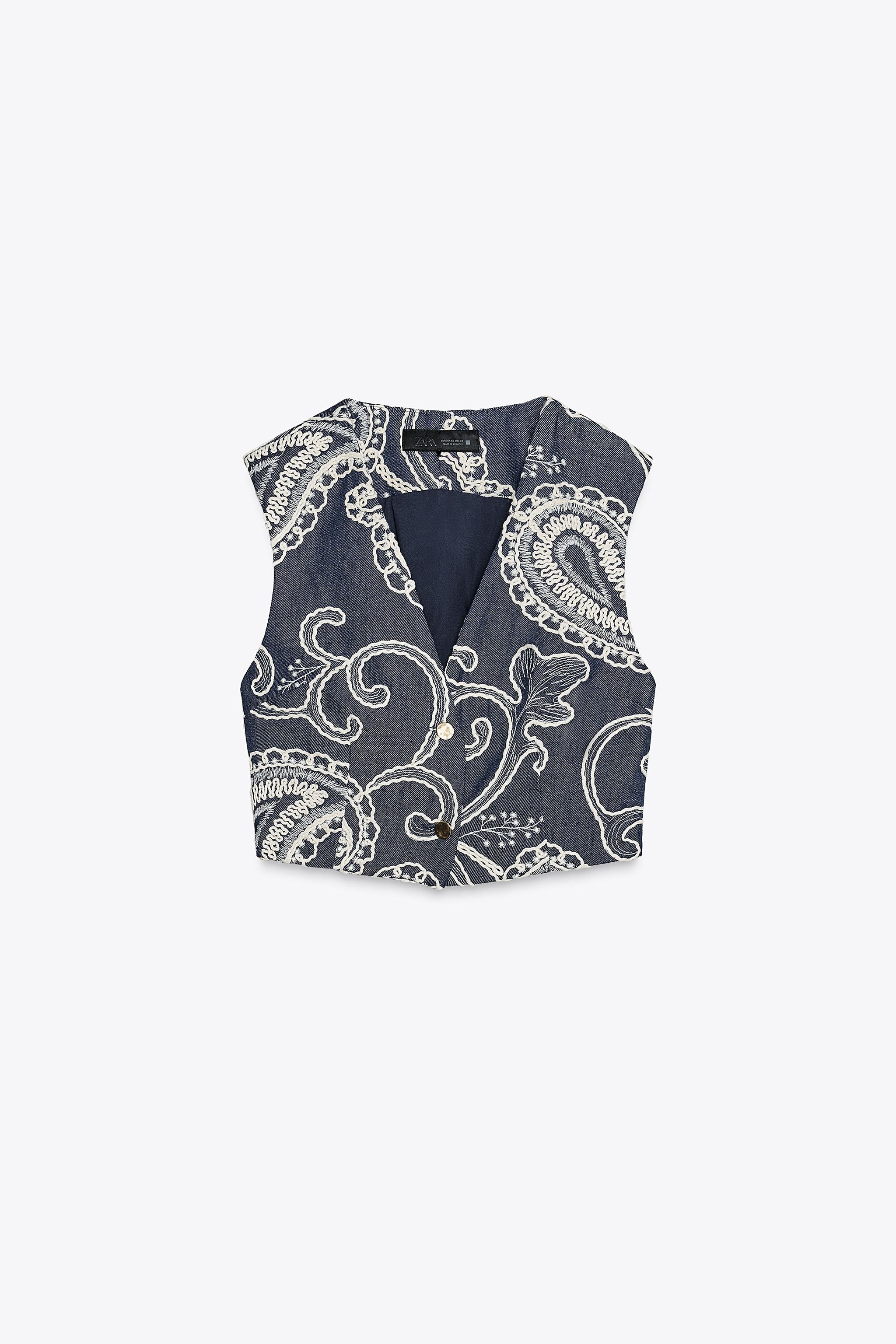 EMBROIDERED CROPPED VEST TOP | Zara US