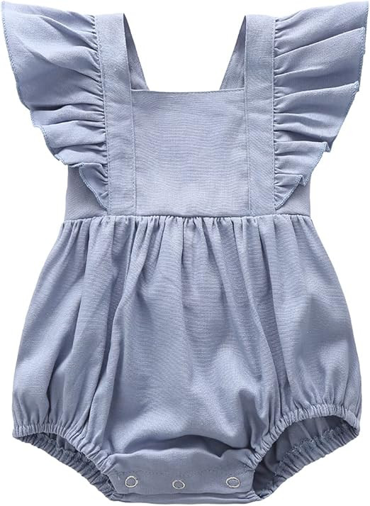 Colorful Childhood Newborn Baby Rompers Toddler Girls Denim Jumpsuits Infant Ruffles Bodysuits Fo... | Amazon (US)
