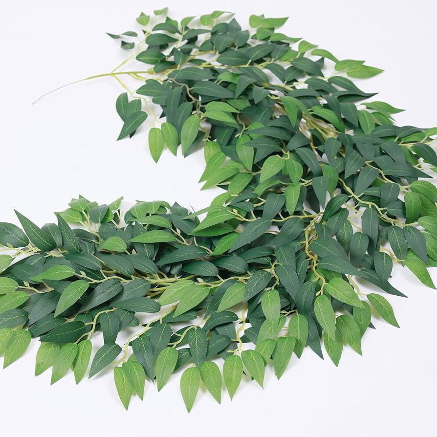 mizii Artificial Vines Garland 3.5 Feet Faux Italian Ruscus Vine Greenery Garland Silk Green Leav... | Amazon (US)