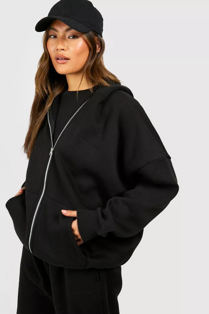 Oversized Zip Through Hoodie | boohoo (US & Canada)