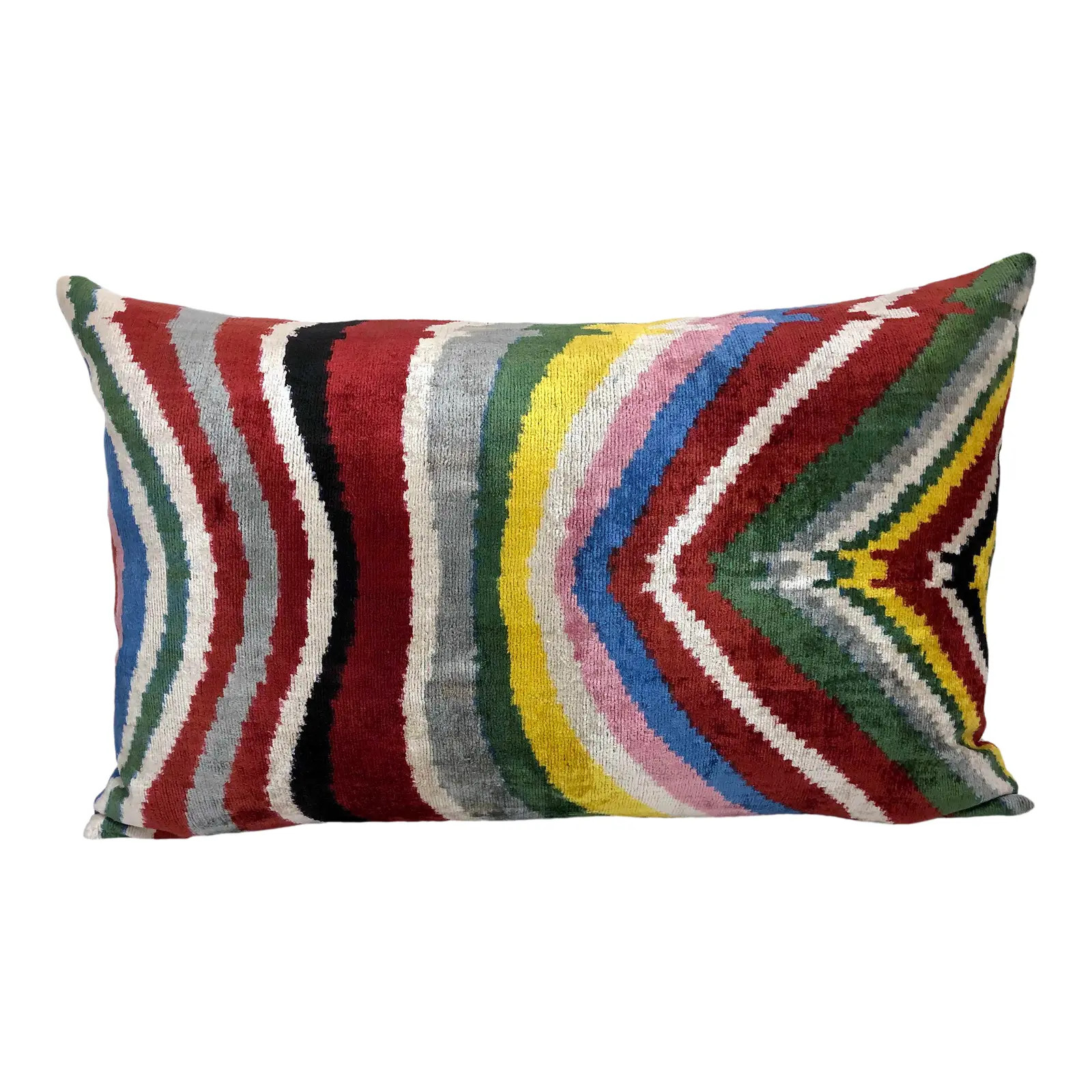 Bayadere Wave Stripe Silk Velvet Pillow | Chairish