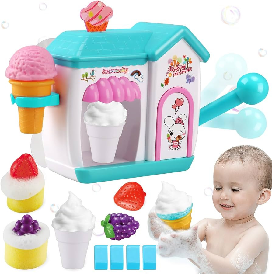 Toddler Bath Toys for 3 4 5 6 7 8 Years Old Girls, Bubble Ice Cream Maker Bath Toy, Shower Toys, ... | Amazon (US)