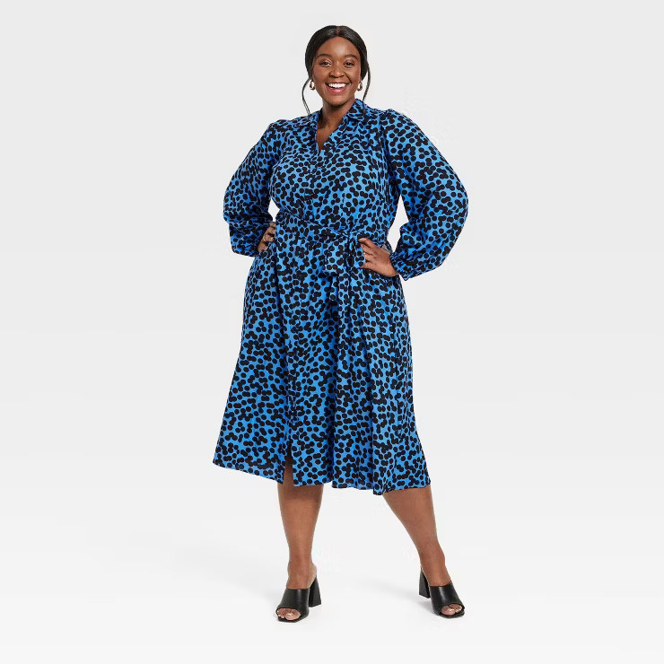 Women's Balloon Long Sleeve Shirtdress - Ava & Viv™ | Target