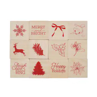 Happy Holidays 12 Piece Wood Stamp Set in a Jar by Recollections™ | Michaels Stores